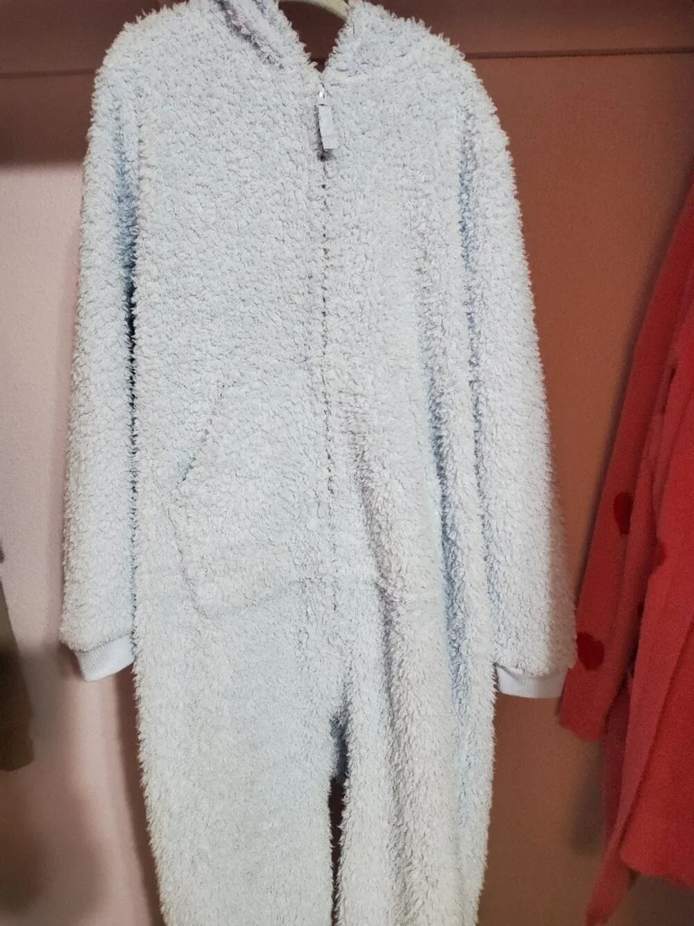 Cat and Jack Girls Boys Unisex Blue Fuzzy Sherpa Onesie Pajamas Hooded Kid Large